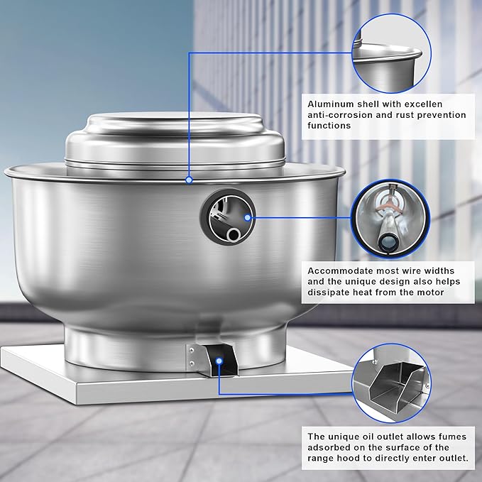 Food Truck Low Profile Exhaust Hood System Includes a 4FT Stainless Steel Commercial Exhaust Hood and an 0.25HP Restaurant Canopy Hood Grease Rated Exhaust Fan