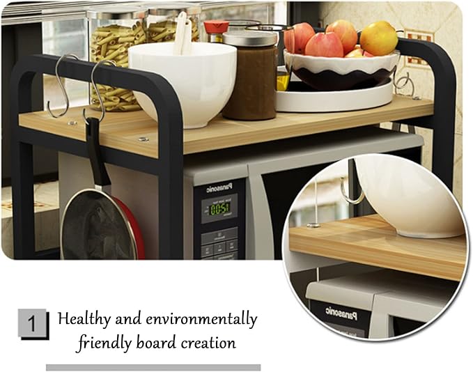 Microwave Storage Rack Microwave Oven Rack Kitchen Storage Shelf Kitchen Organiser Shelf Island Shelf for Oven Toaster Stand White, Black
