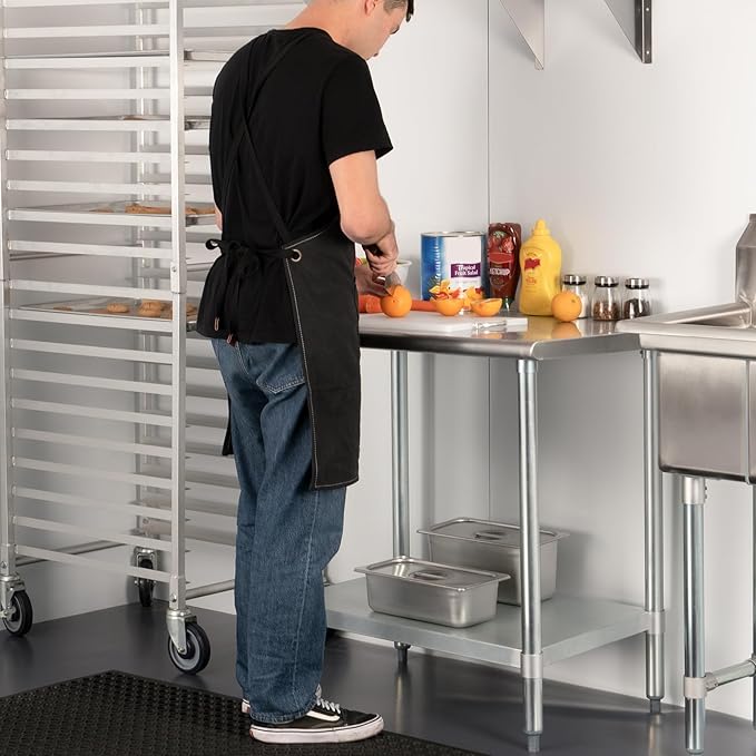 HARDURA Stainless Steel Table 24X60 Inches with Undershelf and Galvanized Legs NSF Heavy Duty Commercial Prep Work Table for Restaurant Kitchen Home and Hotel