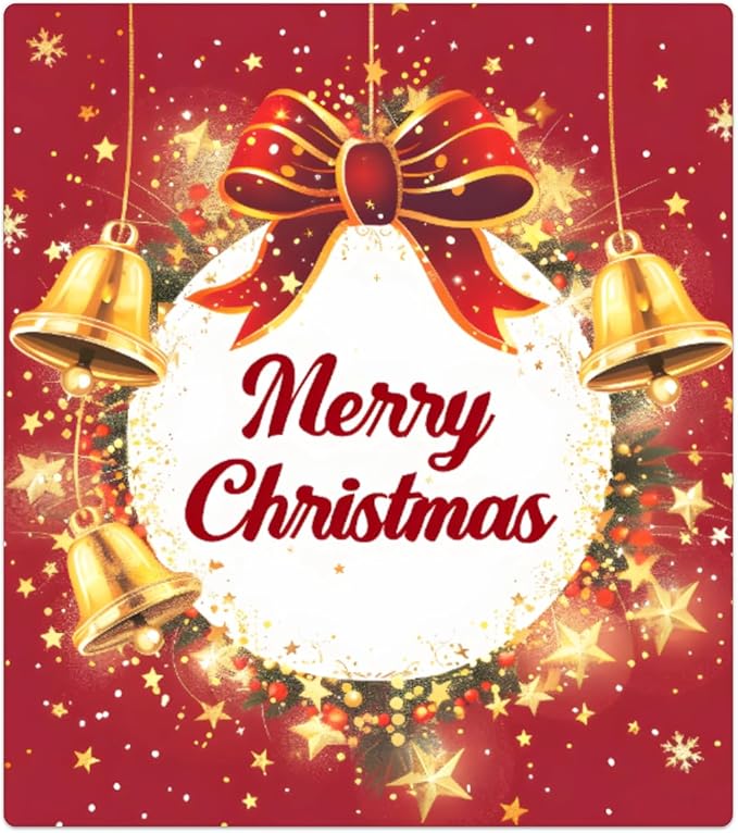 Merry Christmas Bell Bow Dishwasher Magnet Cover, Reusable Refrigerator Panel Stickers Microwave Front Door Covers Magnets for Kitchen Home Appliances Holiday Party Decorations 23 X 26 in