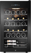 24 Bottles Wine Cooler Refrigerator, Small Wine Fridge Mini Wine Fridge Countertop with Glass Door Wine Cellars for Red Wine, Champagne, Dry White Wine, Sparkling Wines