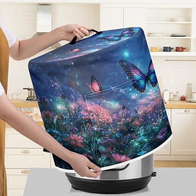 Purple Butterfly Dust Cover Compatible with 3 QT Instant Pot and Extra Accessories for Electric Pressure Cooker Rice Cooker and Air Fryer Insulated Protector Cover Keep Appliance Clean