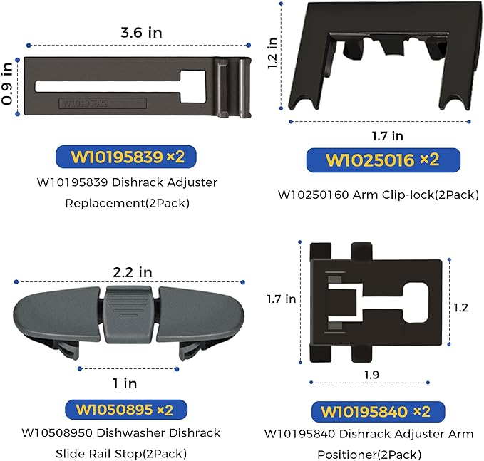 Upgraded W10712395 Dishwasher Top Rack Parts Set W10350375 For Kenmore 665 Dishwasher Whirlpool Dishwasher Parts wdt730pahz0 wdta50sahz0 wdt750sahz0 wdt970sahz0 Upper Rack parts by Romalon