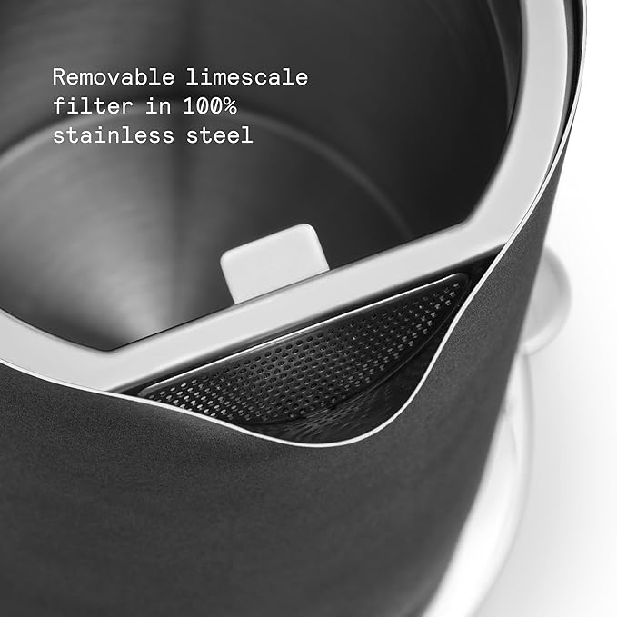 Aarke Stainless Steel Kettle - Perfect for Coffee and Tea Maker Enthusiasts, Non-Drip Spout, Double-Wall Construction, Dry Boil Protection, Heat-Safe Handle, LED Cool-Down Indicator, 1.2L (Black)