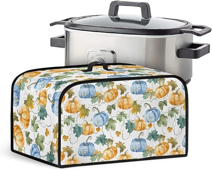 Pumpkin 6-8 Qt Slow Cooker Dust Cover for Fall Slow Cooker Cover Comfortable Dust Covers for Appliances with Handle and Pocket Gifts for Parents Friends Mother Holiday Decor