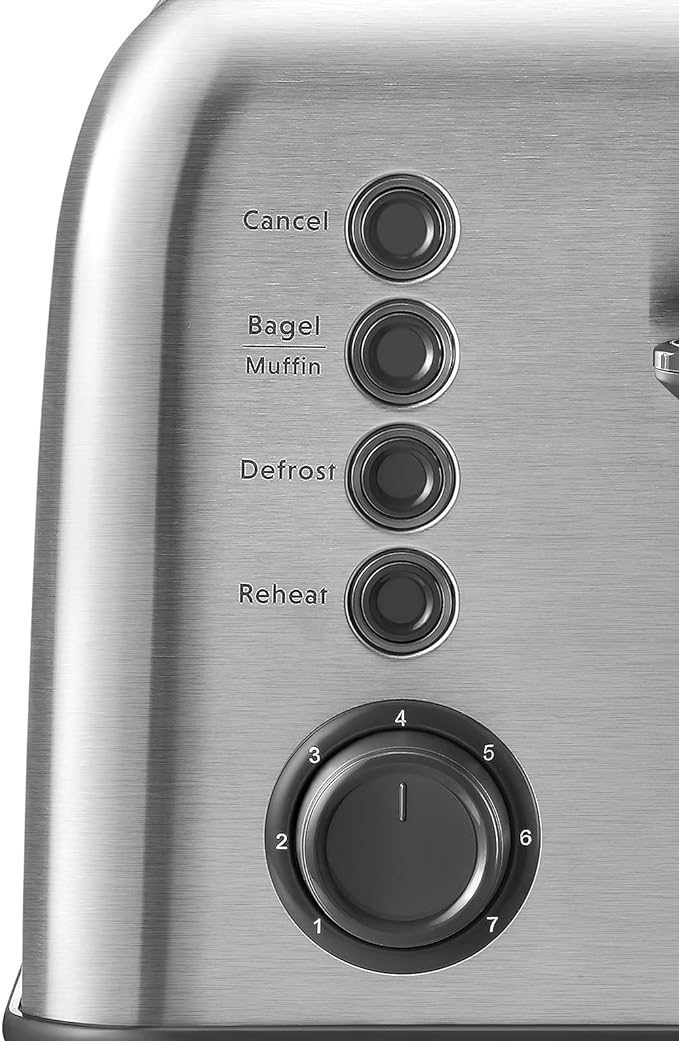 BUYDEEM DT620 2-Slice Toaster, Extra Wide Slots, Retro Stainless Steel with High Lift Lever, Bagel and Muffin Function, Removal Crumb Tray, 7-Shade Settings,Stainless Steel