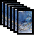 6x9 Picture Frame Set of 6, Black Frame for 6 x 9 Inch Picture Poster Photo, Light Weight and High Transparent 6 by 9 Frame for Wall - 6 Pack/Black/6"x9"