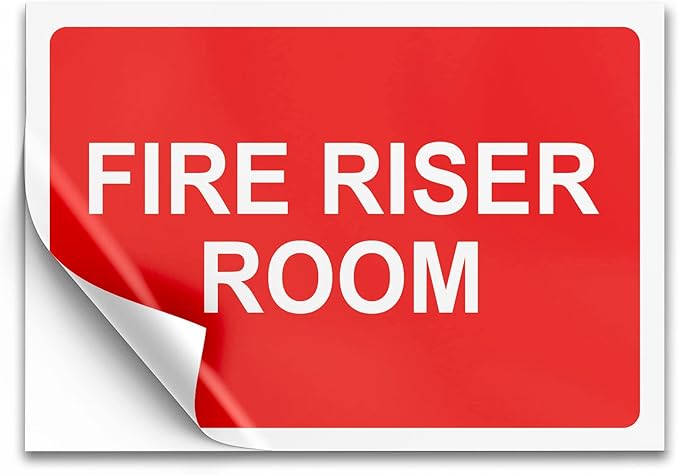 Fire Riser Room Sticker, 7x10 Vinyl Fire Extinguisher Inside Sticker, Waterproof, UV Protected, Adhesive Backing Decal