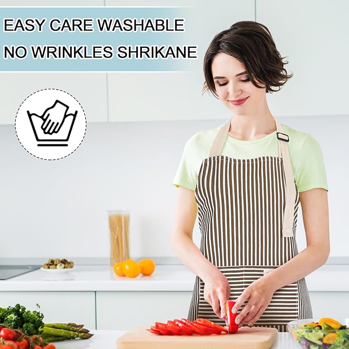 Janmercy 24 Pcs Aprons for Women Men with 2 Pockets Linen Cooking Kitchen Apron Adjustable Bib Chef Apron Bulk Aprons Unisex