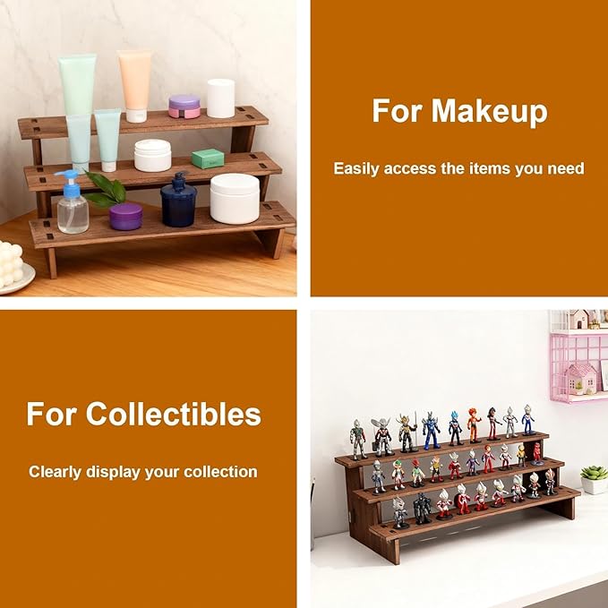 3 Tier Cupcake Stand Wood - Wooden Cupcake Display Stand, Rustic Wooden Riser, Display Shelf for Vendors, Cup Cake, Dessert, Spice Rack, Candles, Matcha Station, Install in 30s