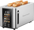 Kenmore 4-Slice Long Slot Toaster - Color Touch Screen & 6 Shade Settings, Extra Wide Slots, Digital Timer, Customizable Smart Presets, Reheat, Defrost, Add Time Functions, Stainless Steel