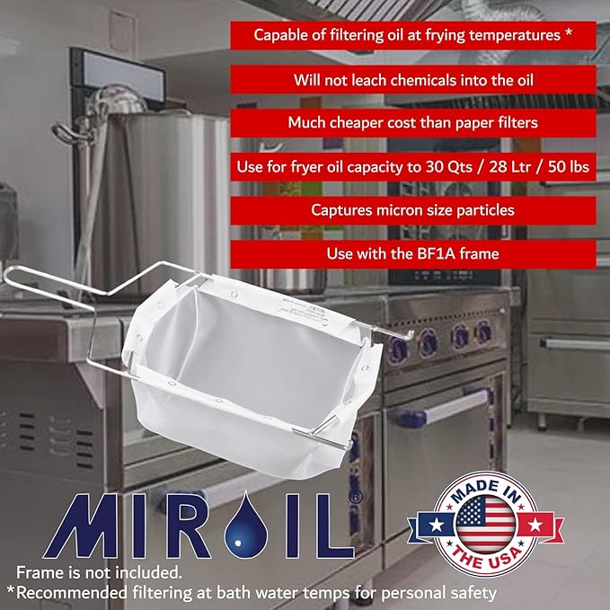 MirOil RB5FS Oil Polishing Filter Bag for Hot & Cold Oil, Extends Life of Cooking Grease, Maintain Quality & Taste of Deep Fried Foods, Reduce Contaminants for Food Service(Filter Bag Only)-Part 12751