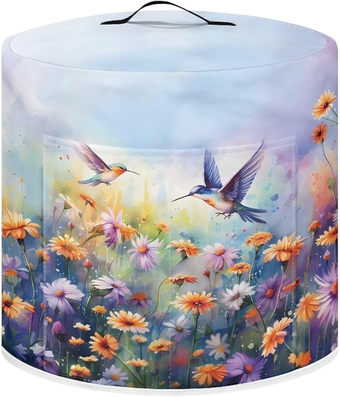 Dust Cover Compatible with 8 qt Electric Pressure Cooker Rice Cooker and Air Fryer Cover Keep Appliance Clean Home Decorations, Hummingbird Daisy Blue