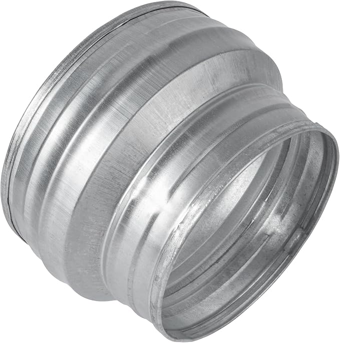 6" to 5" Inch Round Duct Reducer - Male Fit Galvanized Steel Pipe Increaser - Coupling for Round Duct Ventilation Systems - Heating & Cooling
