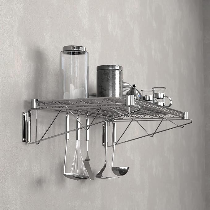 18" x 36" Chrome Wire Wall Mount Shelf