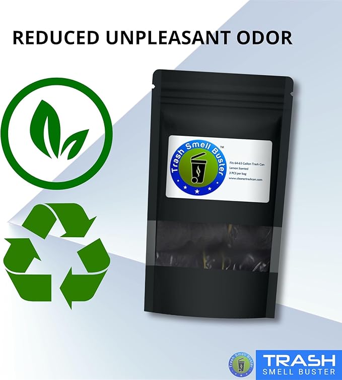 Outdoor Trash Can Cover Odor Eliminating Bag with Elastic Band Lemon Scented Durable 64 Gallon 3 Pack