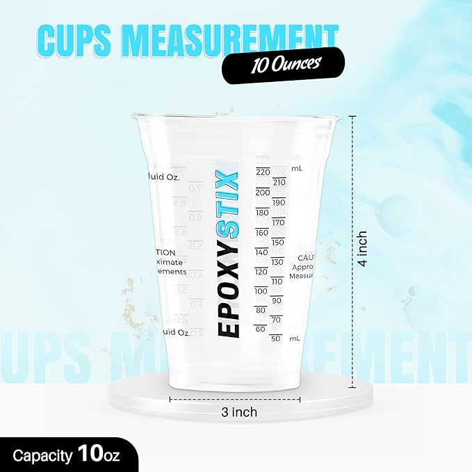 [Pack of 250] 10oz Disposable Measuring Cups for Mixing Epoxy Resin - Measurements in mL and Oz - Multipurpose Reusable Paint, Epoxy, Stain, Liquid Mixing Cups