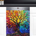 Dishwasher Magnet Cover Abstract Rainbow Tree of Life Front Dishwasher Cover Decoration Reusable Magnetic Door Cover Panel Decal Home Appliances Stickers Kitchen Refrigerator Fridge 23"x26"