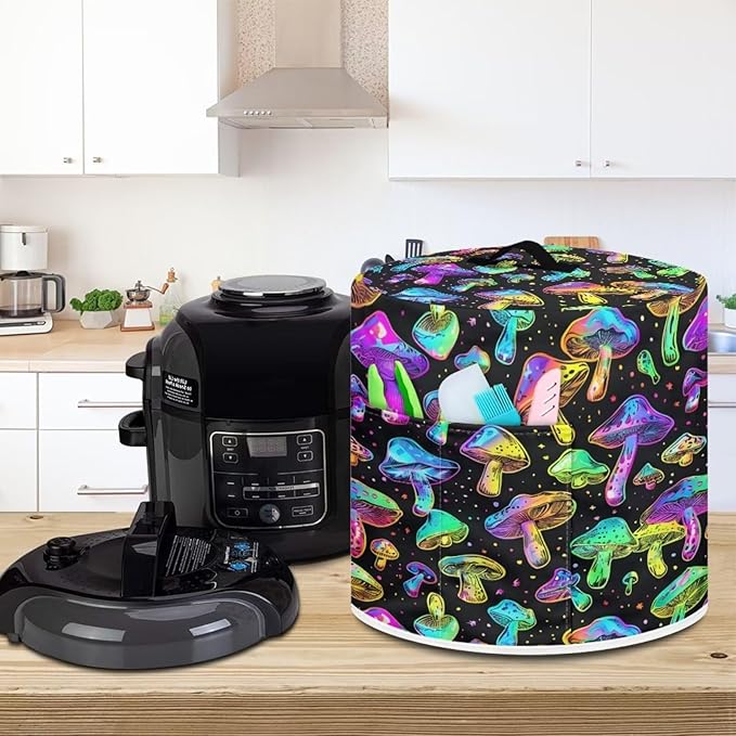 Flashideas Art Mushroom Pressure Cooker Cover, Kitchen Appliance Dust Cover, Rice Cooker Protective Cover with Pocket, Suitable for Air Fryer Cover, Toaster Cover, Oven Cover