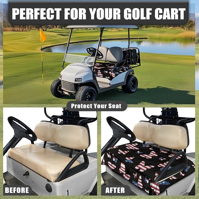 Golf Cart Seat Cushion Cover with Sweat Absorbing Microfiber Fabric and Waterproof Protection for Comfortable Outdoor Seating
