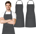 Adjustable Bib Apron 100% Polyester Kitchen Aprons Waterdrop Resistant Aprons with Adjustable Strap, Pockets & Long Ties
