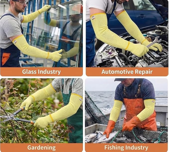 Cut Resistant Sleeves With Thumb Hole,Thin Skin Arm Protection Sleeves And Bruising, kevlar Sleeves For Women, Men, Elderly(Yellow,11.8 in)