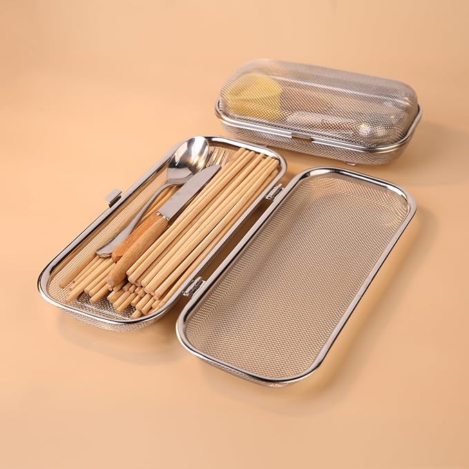 Dishwasher Basket for Small Items, 18/8 Food-Grade Stainless Steel Utensil Organizer with Locking Lid, Dishwasher Safe Holder for Chopsticks, Forks, Spoons, Bottle Parts and Kitchen Tools(Large)
