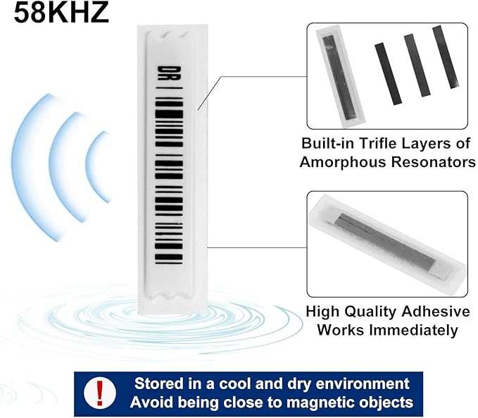 5000 pcs 58khz AM Security Tags Soft Labels Compatible with 58khz acousto-Magnetic EAS System (Mock Barcodes)