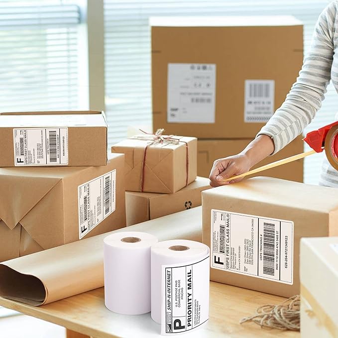 LotFancy 4x6 Thermal Labels Compatible with Dymo 4XL 1744907, 24 Rolls Perforated Postage Shipping Labels for Dymo, Rollo, Zebra, 220 Label per Roll
