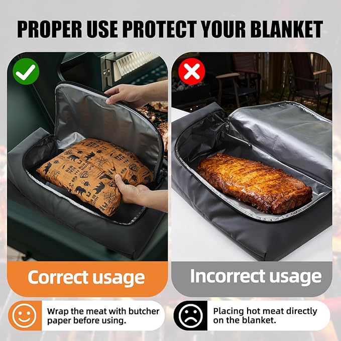 270° Opening BBQ Blanket for Resting Meat, Valentines Day Gift Meat Resting Bag, Leak-Proof Smoker Accessories, Grilling Gift for Brisket/Turkey/Pork - Anniversary Birthday Gift for Men Him Dad
