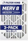 Filter King 14x6x1 Air Filter | 3-PACK | MERV 8 HVAC Pleated A/C Furnace Filters | MADE IN USA | Actual Size: 14 x 6 x .75"