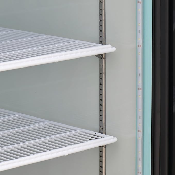 Kratos Commercial One Door Merchandising Refrigerator, Swing Glass Door Black Mobile Display Refrigerator for Markets and C Stores, 28" Wide, LED Lighting, 115V (32M-03A)