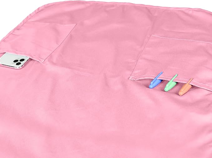DALIX Apron Commercial Restaurant Home Bib Spun Poly Cotton Kitchen Aprons (2 Pockets) (2, Pink)