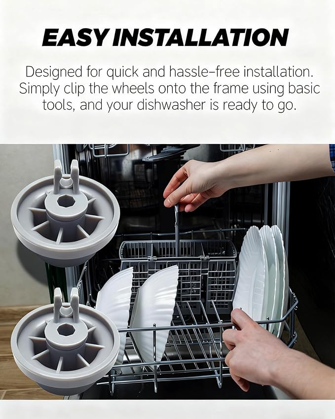 12004485 Dishwasher Lower Rack Wheel Kit for Bosch Kenmore Thermador Gaggenau Dishwashers,Replacement Lower Dish Rack Wheel Assembly,12029919 10004343 00617087,4 Pack