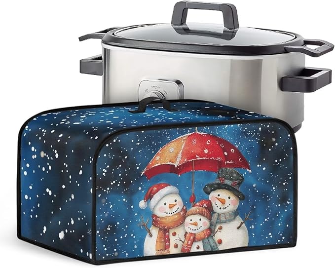 Snowman Clover Crock Pot 6-8 Quart Slow Cooker Cover Dust Cover Slow Cooker Bag Dust Covers for Kitchen Appliances Dust Resistant Decor Kitchen Utensils for Saint Patrick's Day