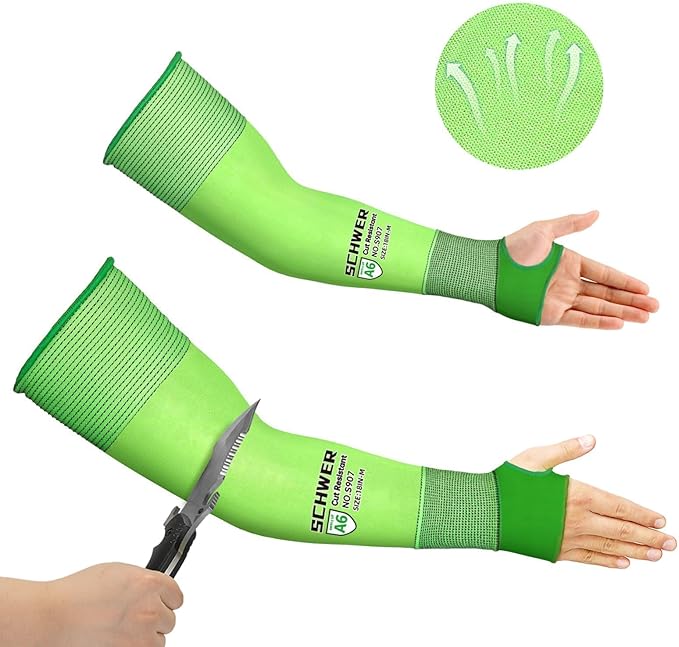 Schwer Ultra-Thin ANSI A6 Cut Resistant Arm Sleeves, 21 Gauge Comfortable and Breathable Protective Sleeves, Arm Protectors for Thin Skin and Bruising, Work, Gardening, Farming, Outdoors, Non-PFAS, M