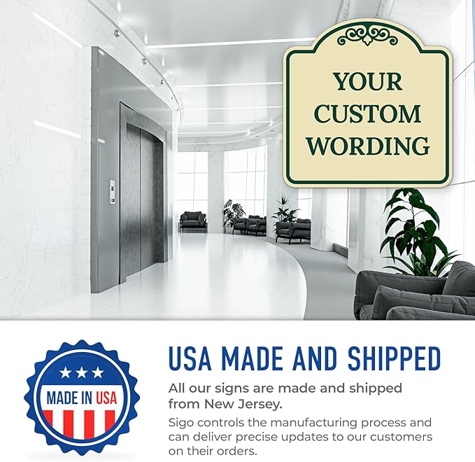 Custom Decorative Sign, Personalized Metal Sign for Business, Driveway, Home, Airbnb, Office Door Plaque, Ivory Sign, 24x24 Inches, ACM, Fade Resistant, Made in USA by Sigo Signs