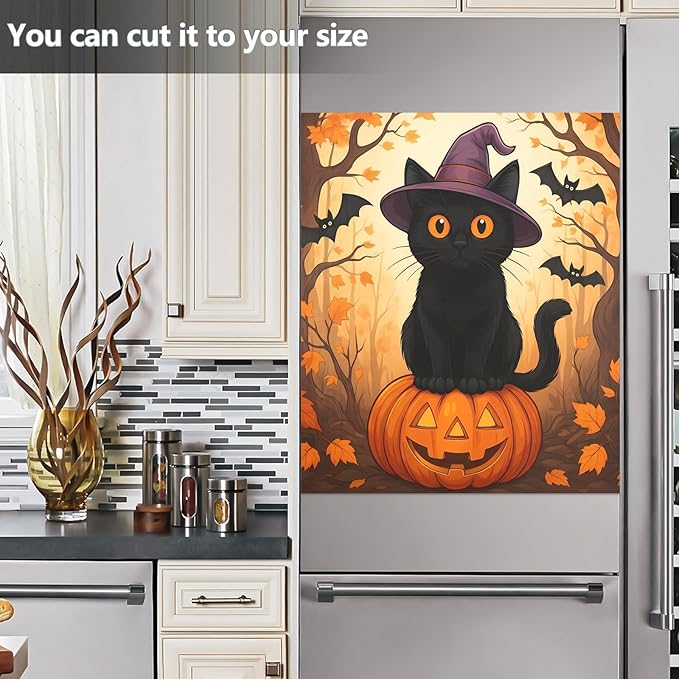 Cat Pumpkin Halloween Bat Dishwasher Magnet Cover Sticker Magnetic Refrigerator Panel Front Door Fridge Microwave Decal Decorative
