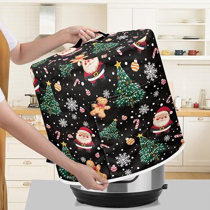 Cute Santa Claus Dust Cover Instant Pot and Extra Accessories Dust Proof Easy to Clean Pressure Cooker Cover Electric Appliance Cover Air Fryer Accessories with Storage Pocket Size M