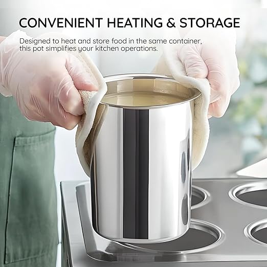 OCS Parts 3-Pack 2 Quart Bain Marie Pot | 6-3/4" x 4-3/8" Stainless Steel Pot for Warm or Cold Food, Sauces, Soups, or Organizing Cooking Utensils