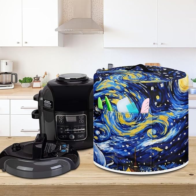 Starry Night Dust Cover with Pocket for Instant Pot, Rice Cooker and Air Fryer, Polyester, Water Resistant, Open Closure, Appliance Cover