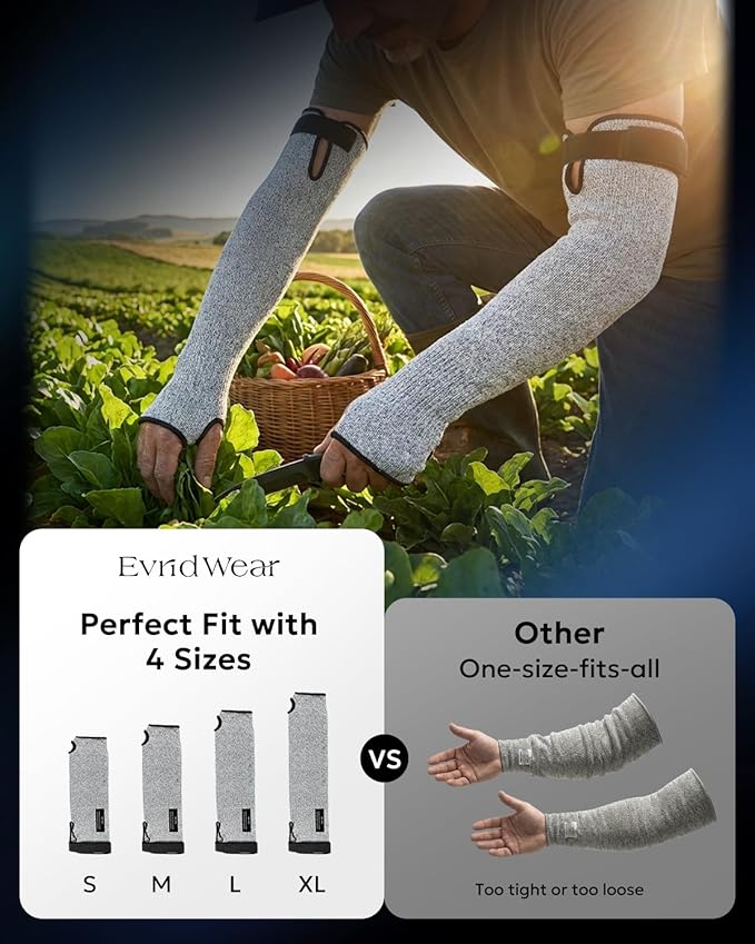 Evridwear Cut Resistant Protective Sleeves Gardening sleeves Arm Protectors for Thin Skin and Bruising Farming, Industrial