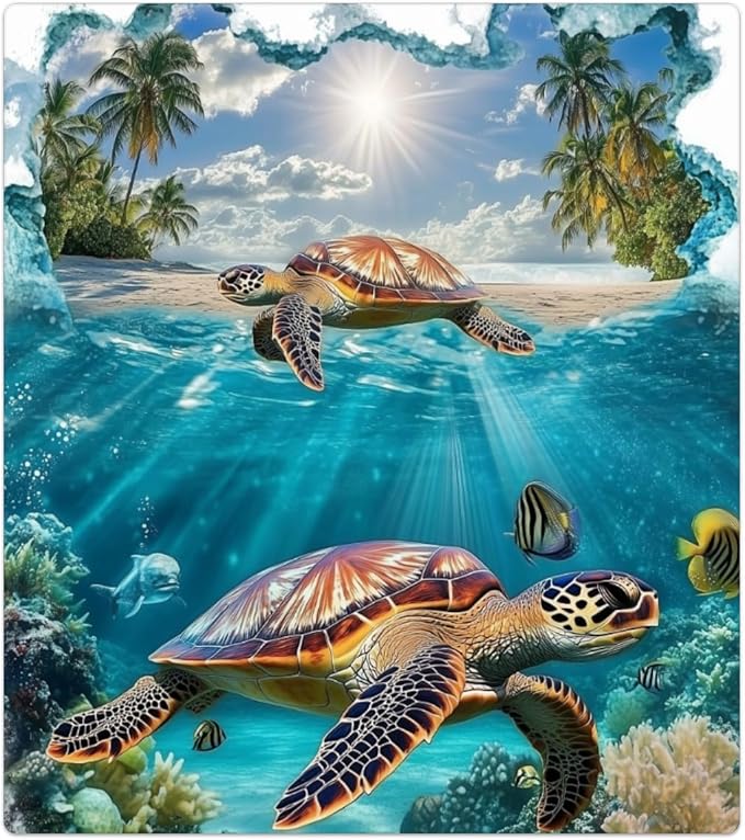Ocean Turtles Dishwasher Magnet Cover for Door Front, Dishwasher Panel Decal Animal Reuseable Refrigerator Magnet Cover Decal Fridge Stickers Home Decor, 23 x 26 Inch