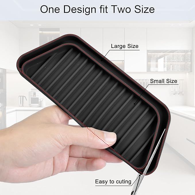 KindGa Refrigerator Drip Catcher Tray,Protector Ice and Water Dispenser Pan,Fridge Spills Water Pad Catch Basin for Drainage (Rectangular,Black)