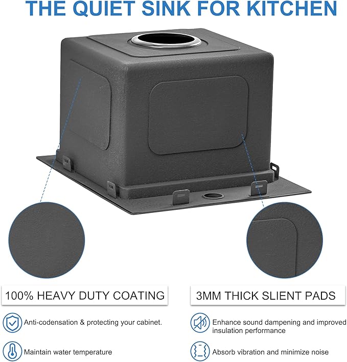 Scamall 13x15x9 Drop In Kitchen Sink Workstation, Nano Black 304 Stainless Steel Deep Single Bowl with Quick Drainage & Tarnish-Free Surface for Bar, Laundry, RV, Includes Accessories