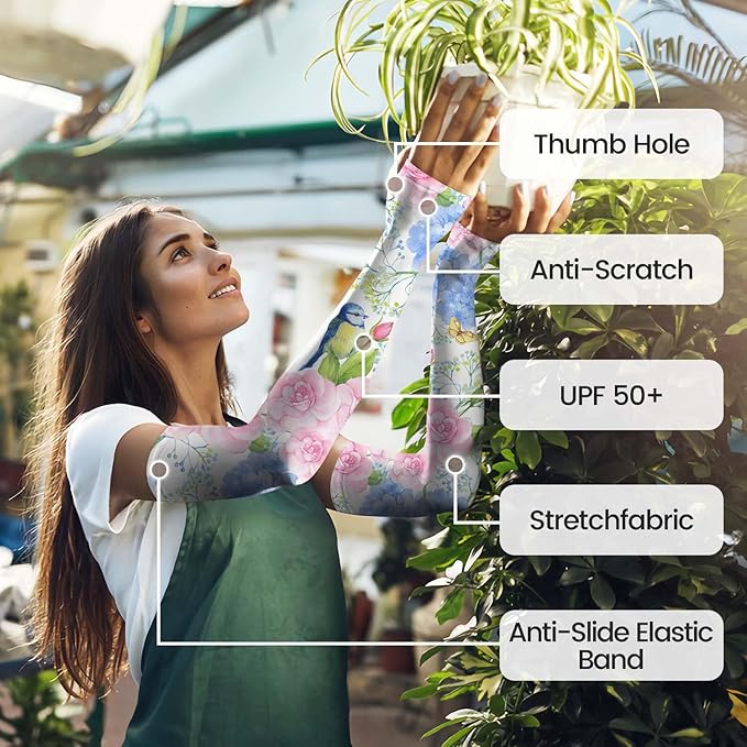 Gardening Sleeves Farm Sun Protection Arm Cooling Sleeves Thorn Proof Garden for Women Men with Thumb Hole