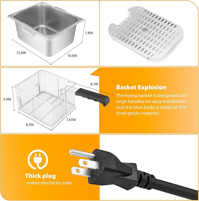 Deep Fryer Commercial Deep Fryers With Basket13Lx2 13.7Qt x 2 Thicken With Precise Temperature Control Timer Double Deep Fryer With 2 Baskets1800Wattsx2 120V Countertop Fryer Restaurant
