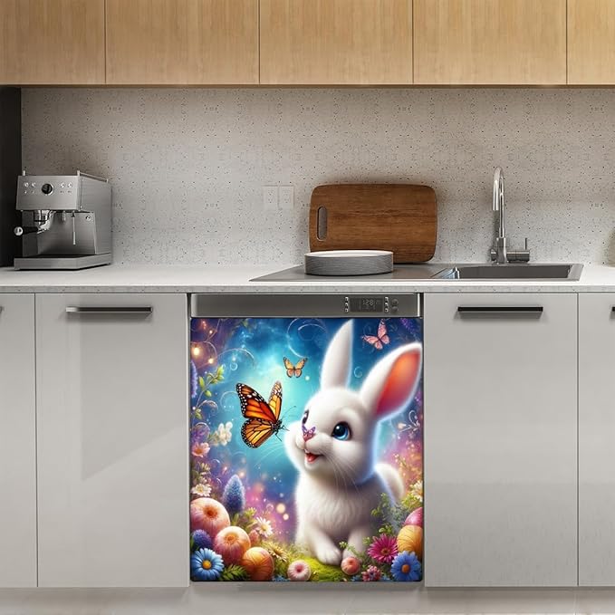 Dishwasher Magnet Cover Happy Easter124 Front Dishwasher Cover Decoration Reusable Magnetic Door Cover Panel Decal Home Appliances Stickers Kitchen Refrigerator Fridge 23"x26"