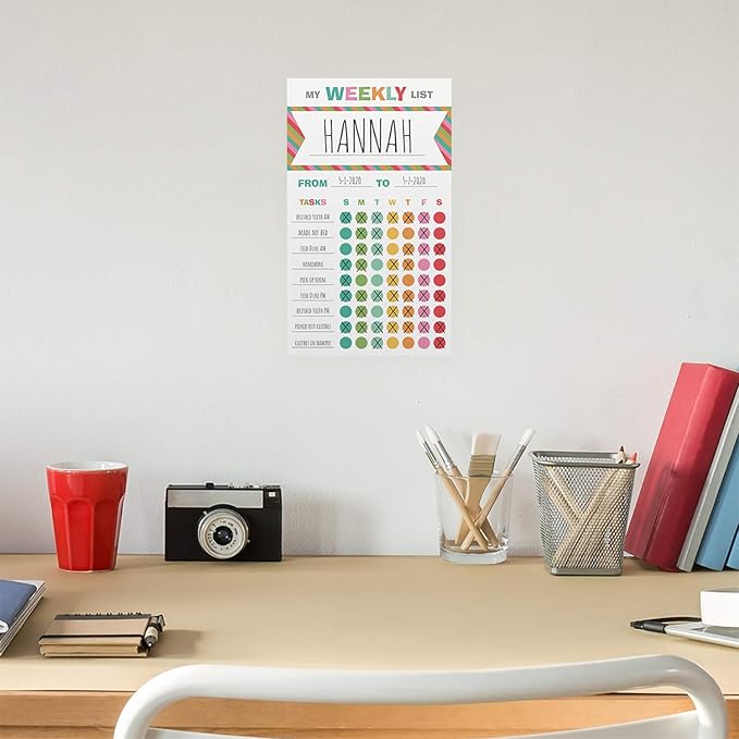 Bright Cheerful Weekly Chore Chart / 6" x 10" Sticky Note Fill-in Task List/Homeschool Task Assignment List