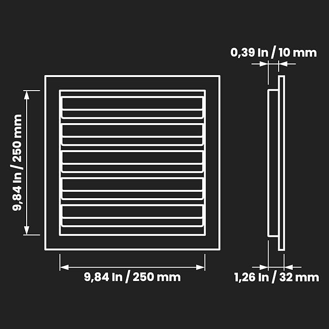 Repa Market 10" x 10" Inch Heavy Duty Exhaust Vent with Wire Mesh Screen - Air Intake Wall Louvered Vent Grille - Steel Outdoor HVAC Vent Register - HVAC Crawl Space Durable Air Gable Vent